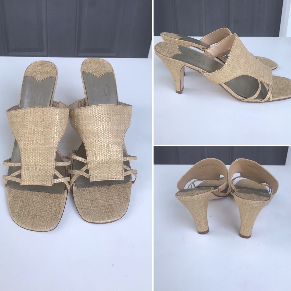Vintage Tan Straw Ann Marino Slip On Size 10/11